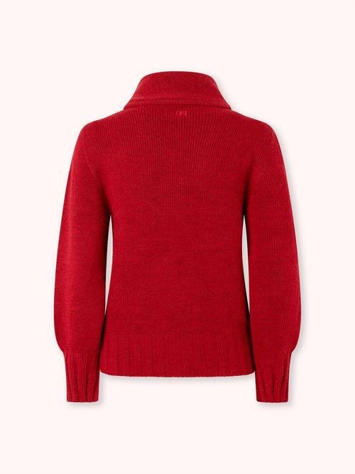 SUÉTER DE PUNTO CON CUELLO ALTO ROJO