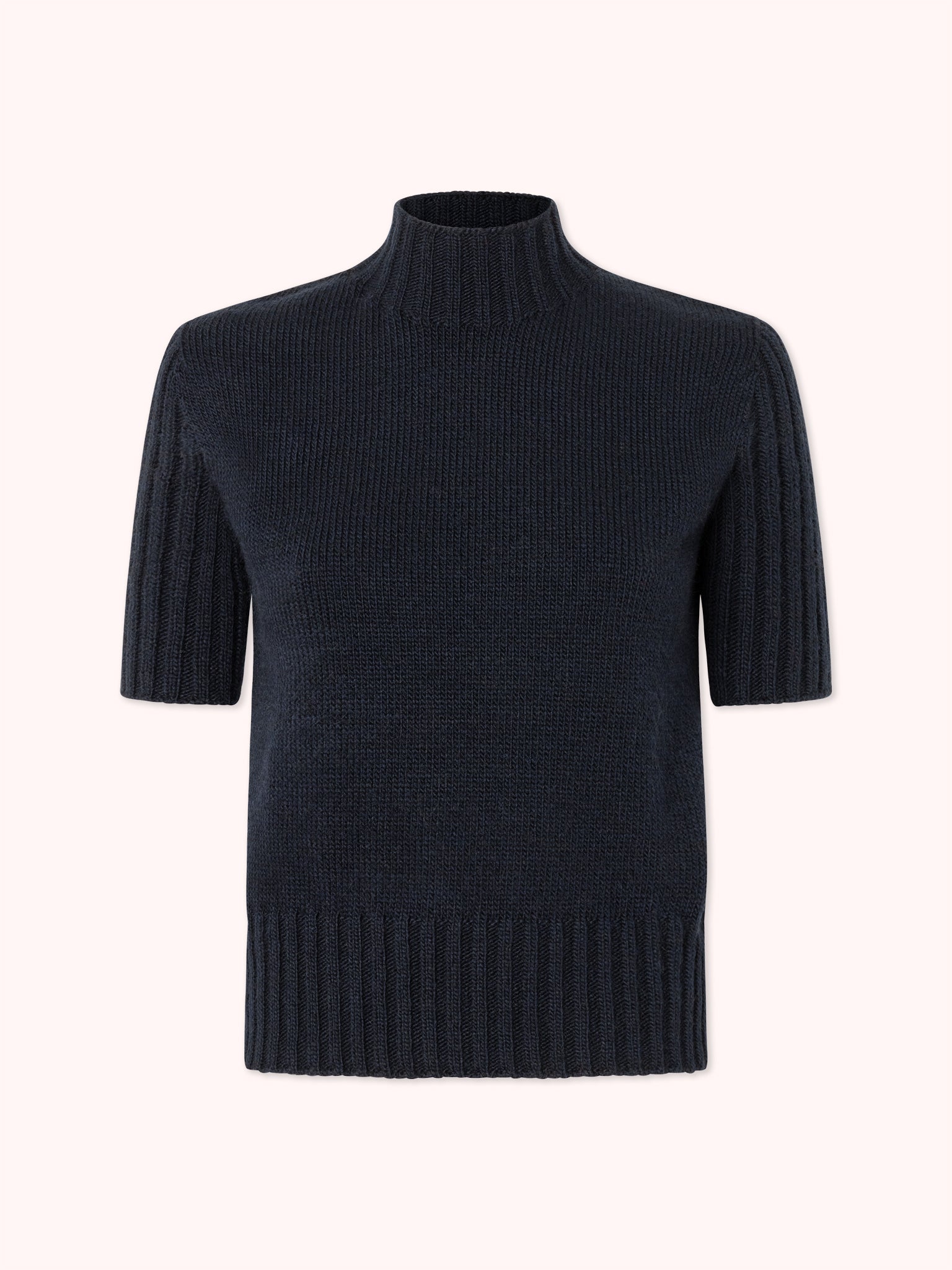 SUÉTER MANGA CORTA CON CUELLO ALTO AZUL MARINO