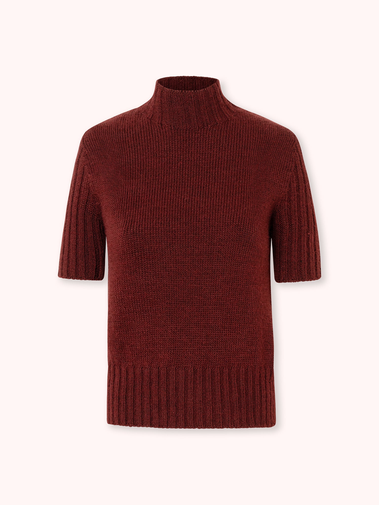 SUÉTER MANGA CORTA CON CUELLO ALTO GRANATE