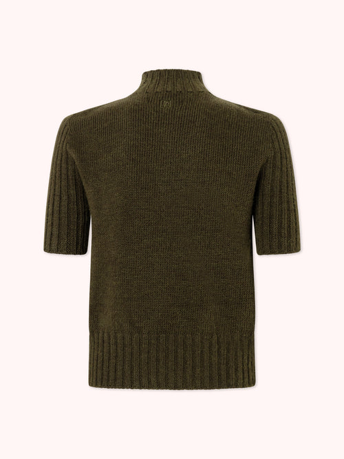 SUÉTER MANGA CORTA CON CUELLO ALTO VERDE