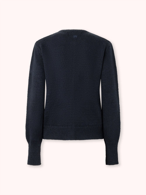 CÁRDIGAN DE BOTONES FORRADOS AZUL MARINO