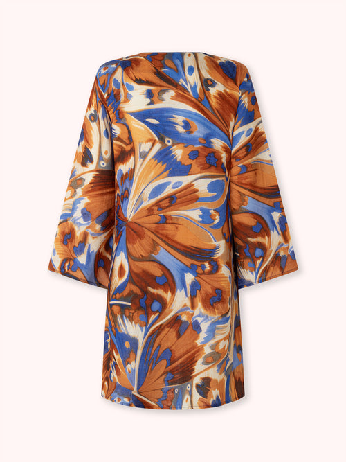 KAFTÁN CORTO ESTAMPADO AZUL