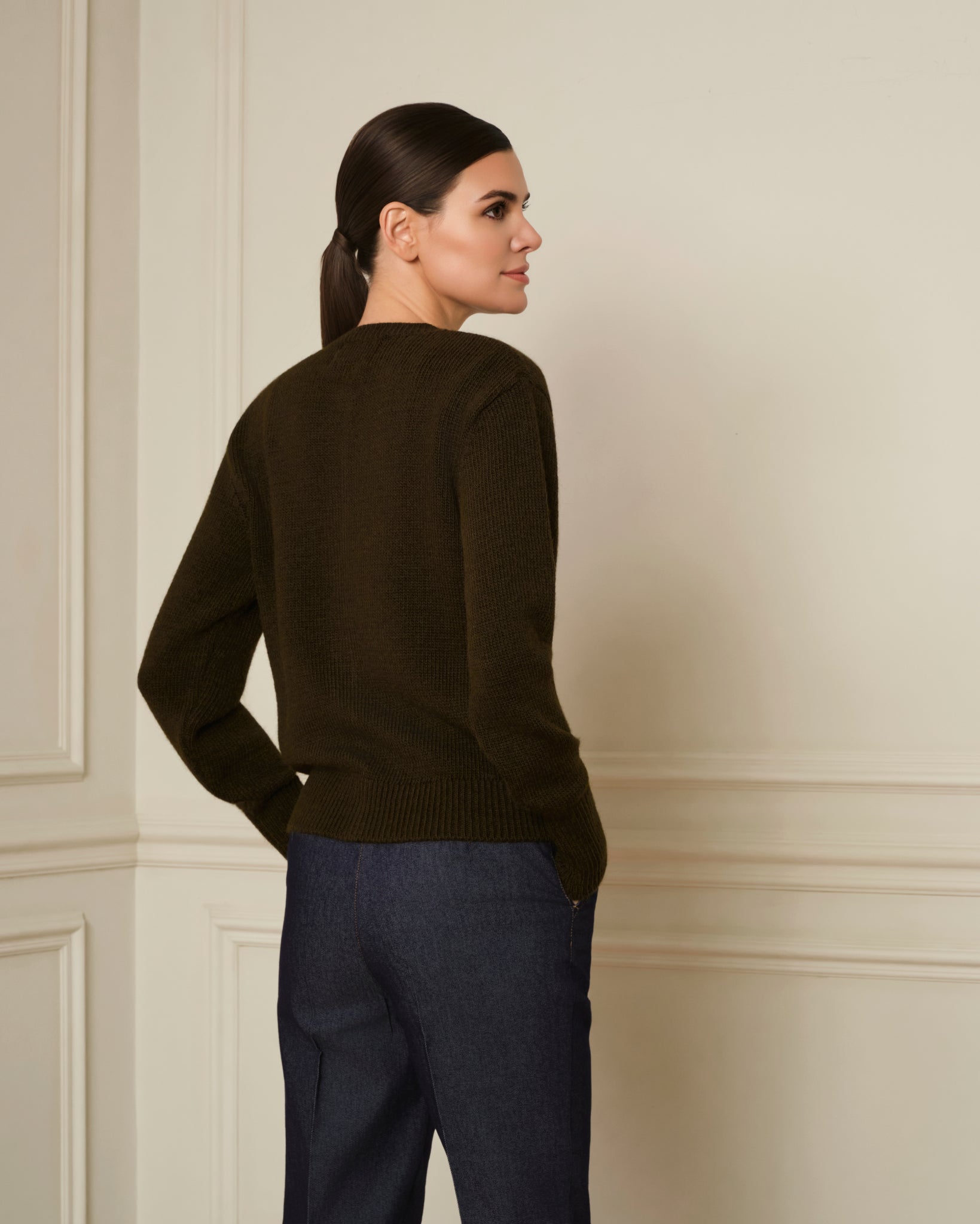 CÁRDIGAN DE BOTONES FORRADOS VERDE MILITAR