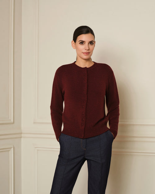 CÁRDIGAN DE BOTONES FORRADOS GRANATE