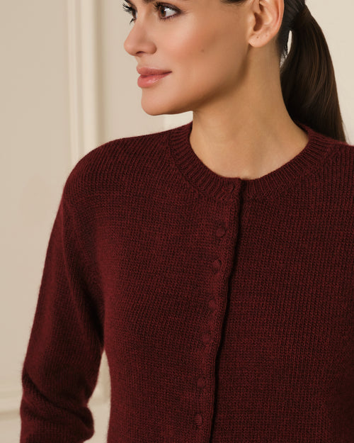 CÁRDIGAN DE BOTONES FORRADOS GRANATE