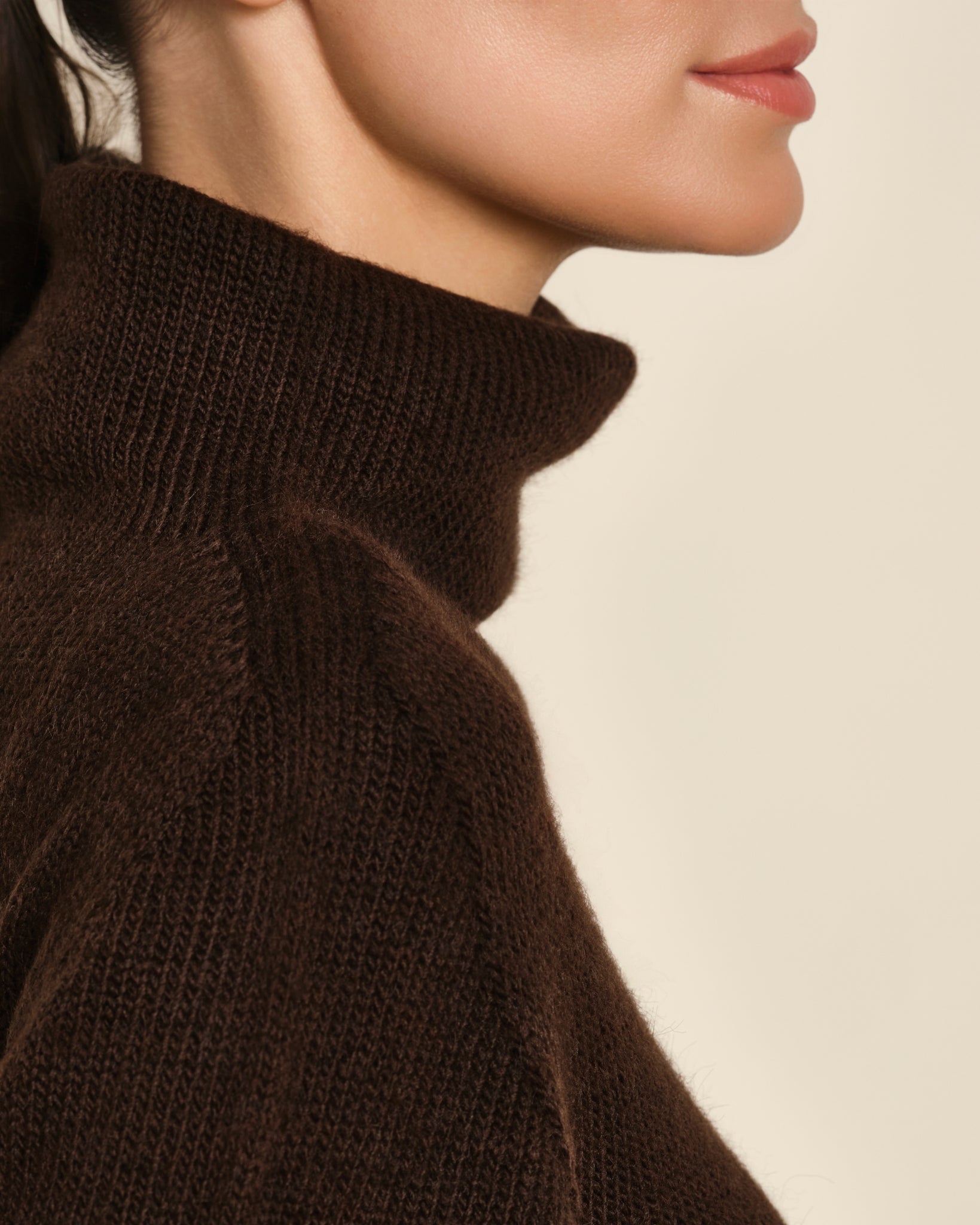 SUÉTER DE PUNTO CON CUELLO ALTO MARRÓN