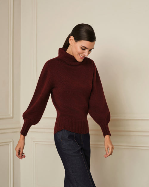 SUÉTER DE PUNTO CON CUELLO ALTO GRANATE