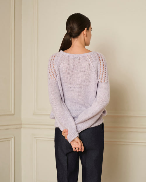 SUÉTER DE PUNTO CALADO CON CUELLO REDONDO LILA