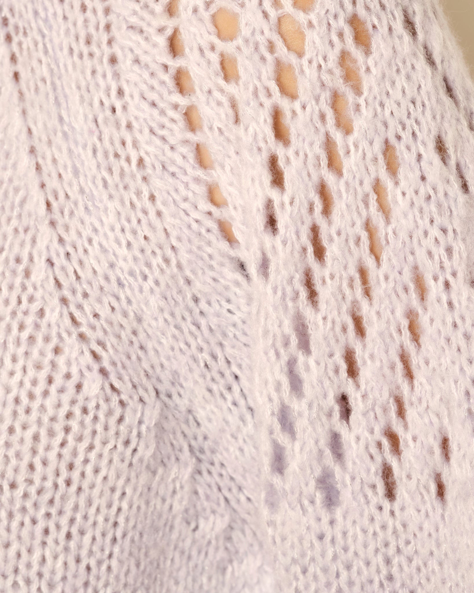 SUÉTER DE PUNTO CALADO CON CUELLO REDONDO LILA