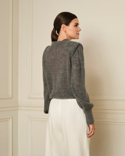 SUÉTER DE PUNTO CON CUELLO REDONDO GRIS