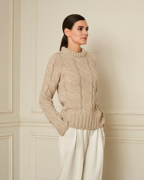 SUÉTER DE PUNTO TRENZADO BEIGE