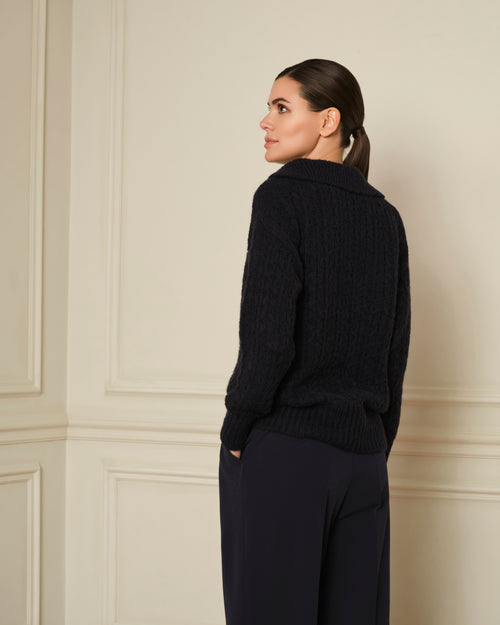 SUÉTER DE PUNTO CON CUELLO POLO AZUL MARINO