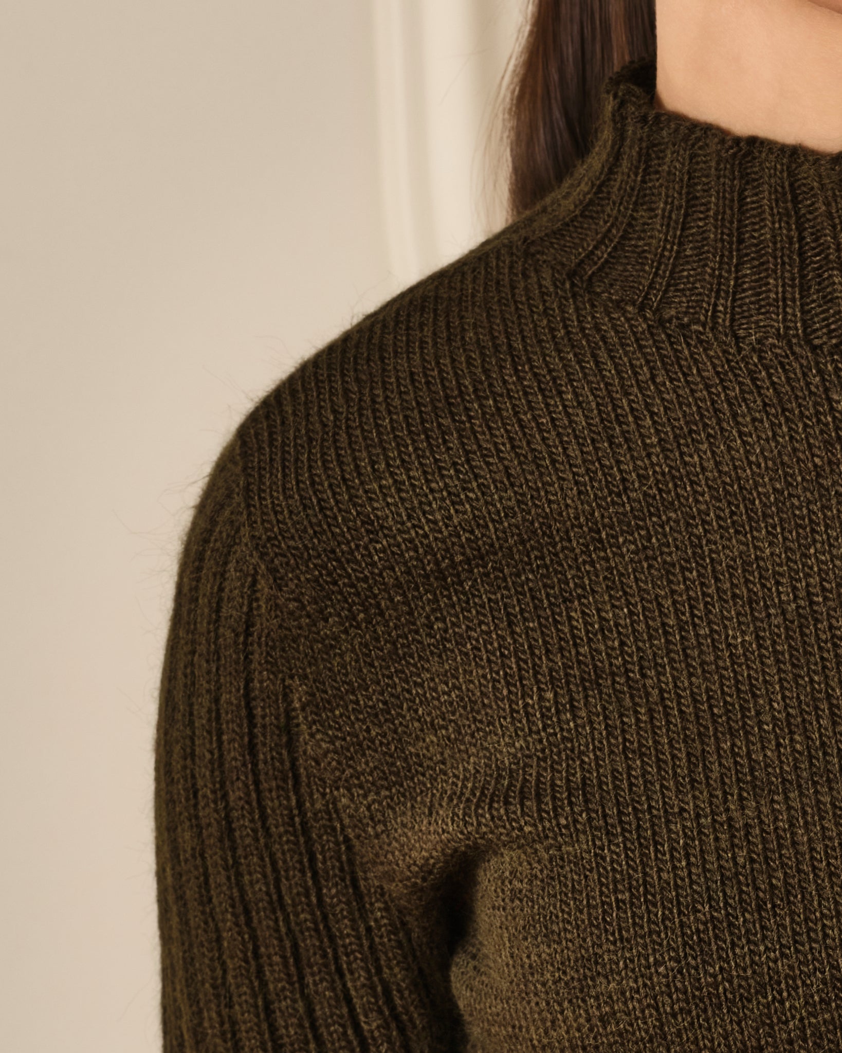 SUÉTER MANGA CORTA CON CUELLO ALTO VERDE