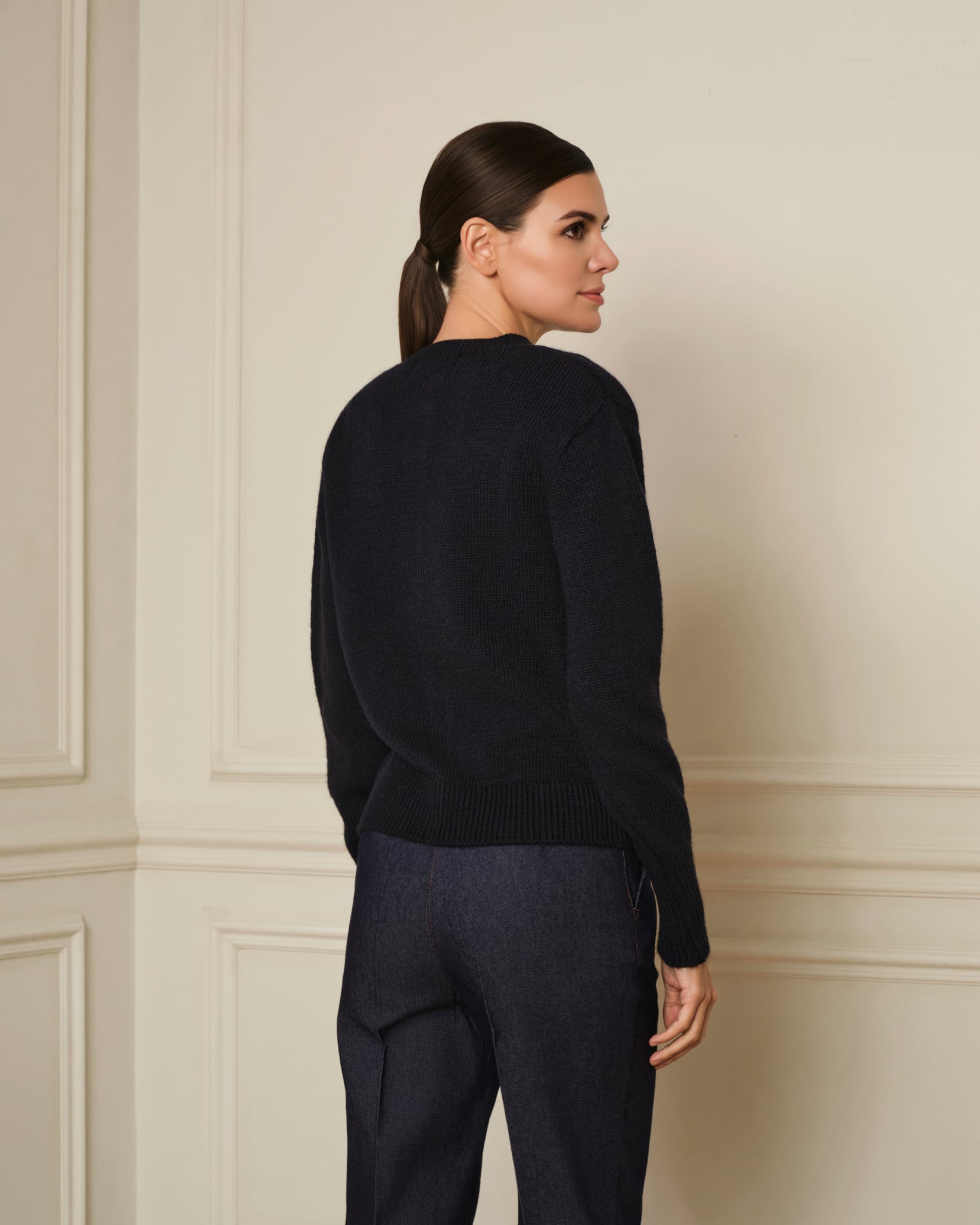 CÁRDIGAN DE BOTONES FORRADOS AZUL MARINO