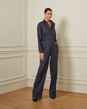 CAMISA MANGA LARGA DE LINO AZUL