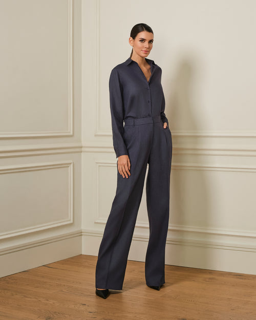 PANTALÓN DE LINO AZUL