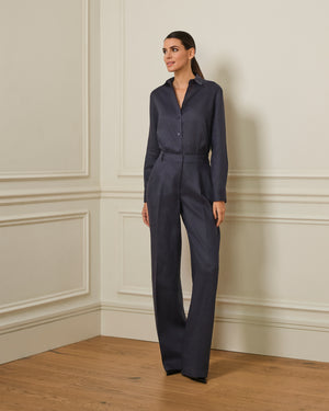 PANTALÓN DE LINO AZUL