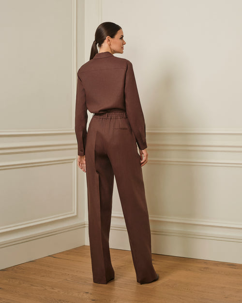 PANTALÓN DE LINO MARRÓN