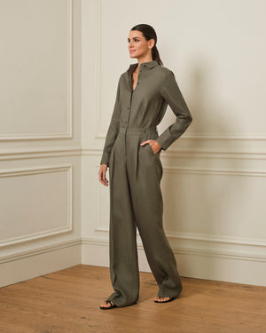 CAMISA MANGA LARGA DE LINO VERDE