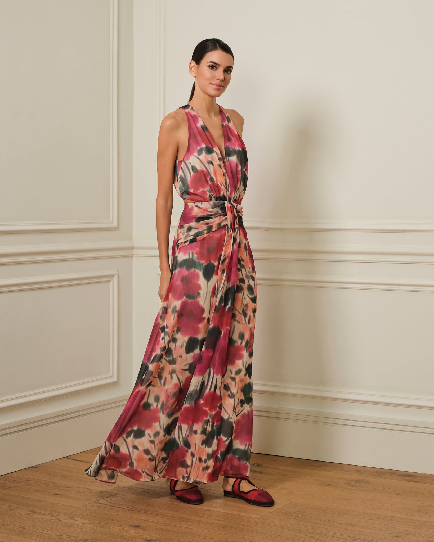 VESTIDO GASA CON ESTAMPADO FLORAL