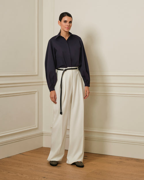 CAMISA DE MANGA ABULLONADA AZUL