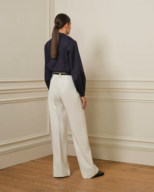 CAMISA DE MANGA ABULLONADA AZUL