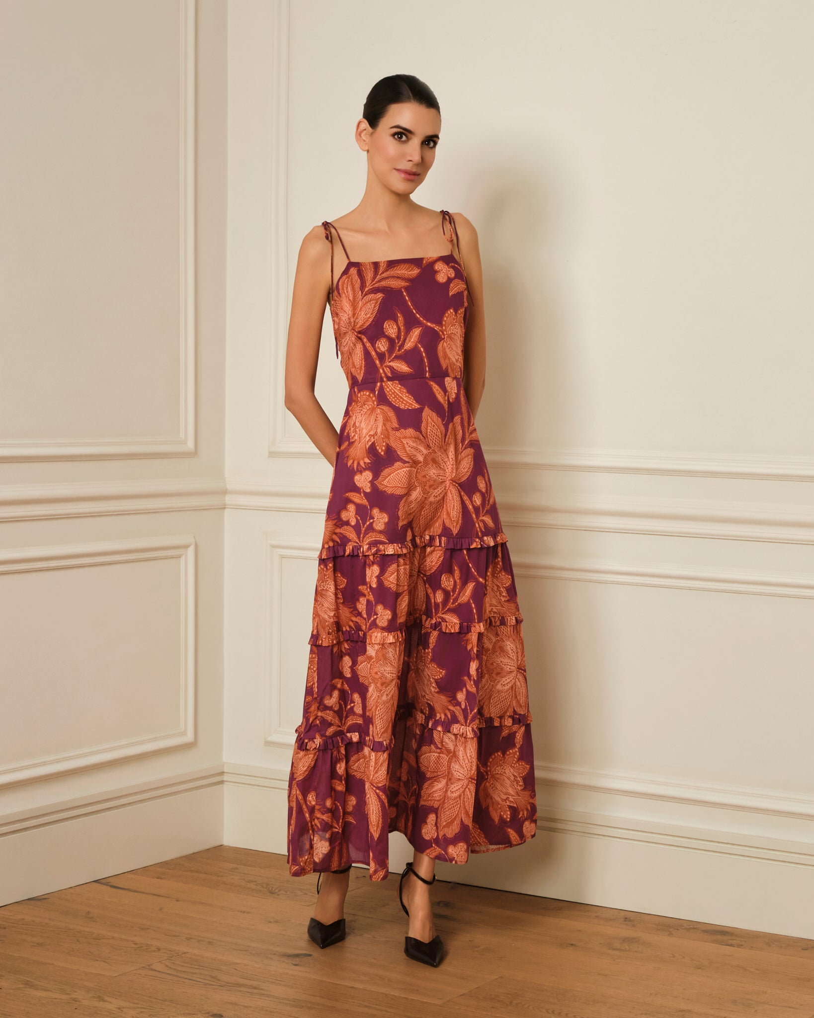 VESTIDO TIRANTES CON ESTAMPADO MORADO