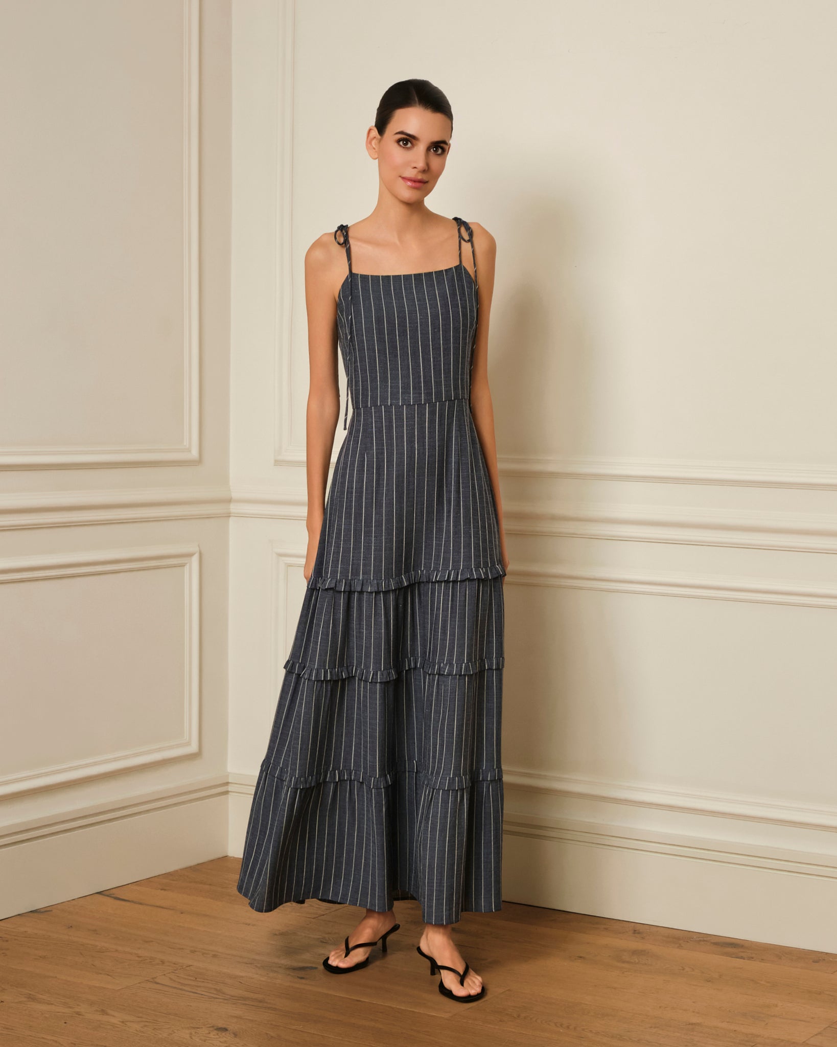 VESTIDO TIRANTES CON ESTAMPADO A RAYAS DENIM