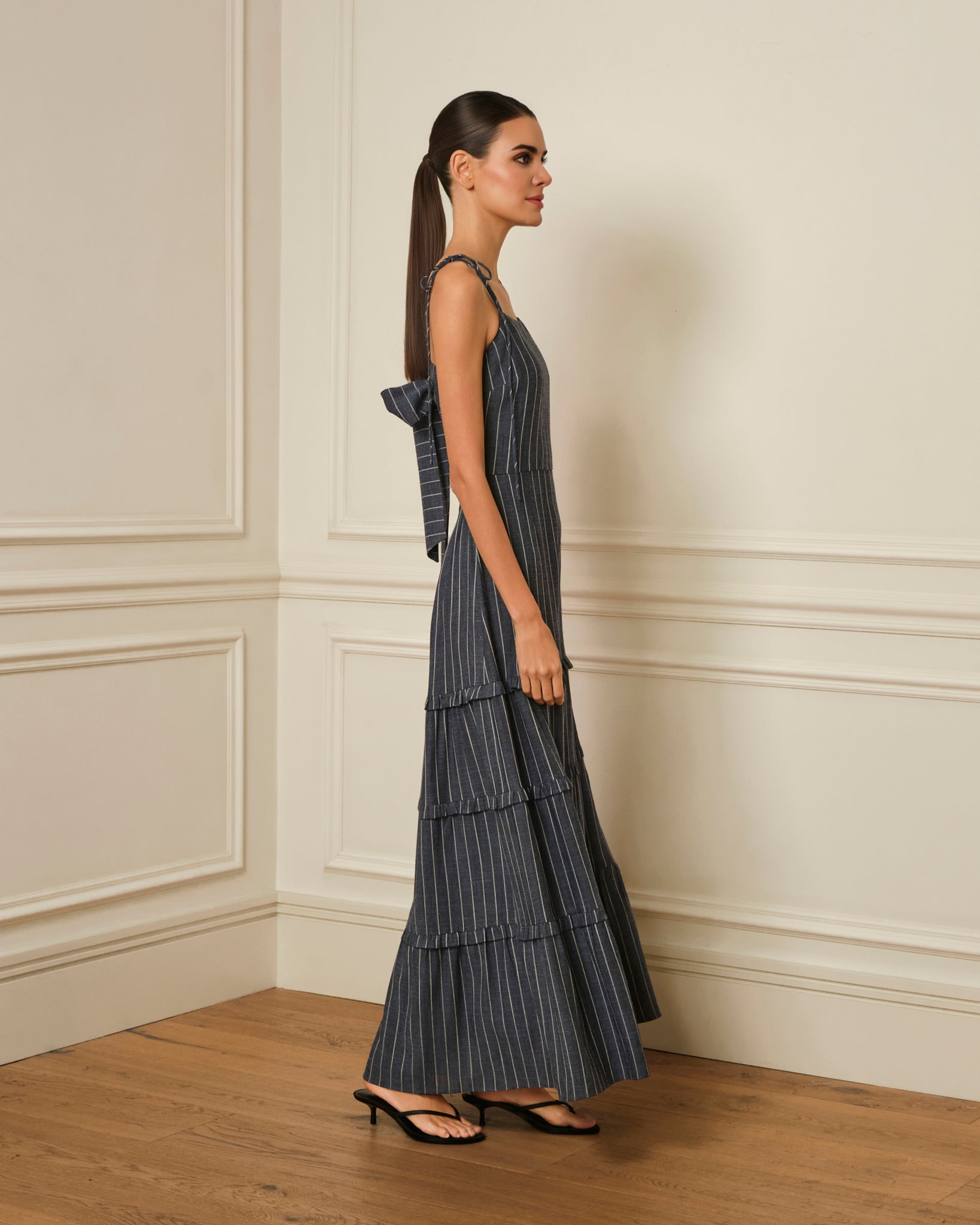 VESTIDO TIRANTES CON ESTAMPADO A RAYAS DENIM