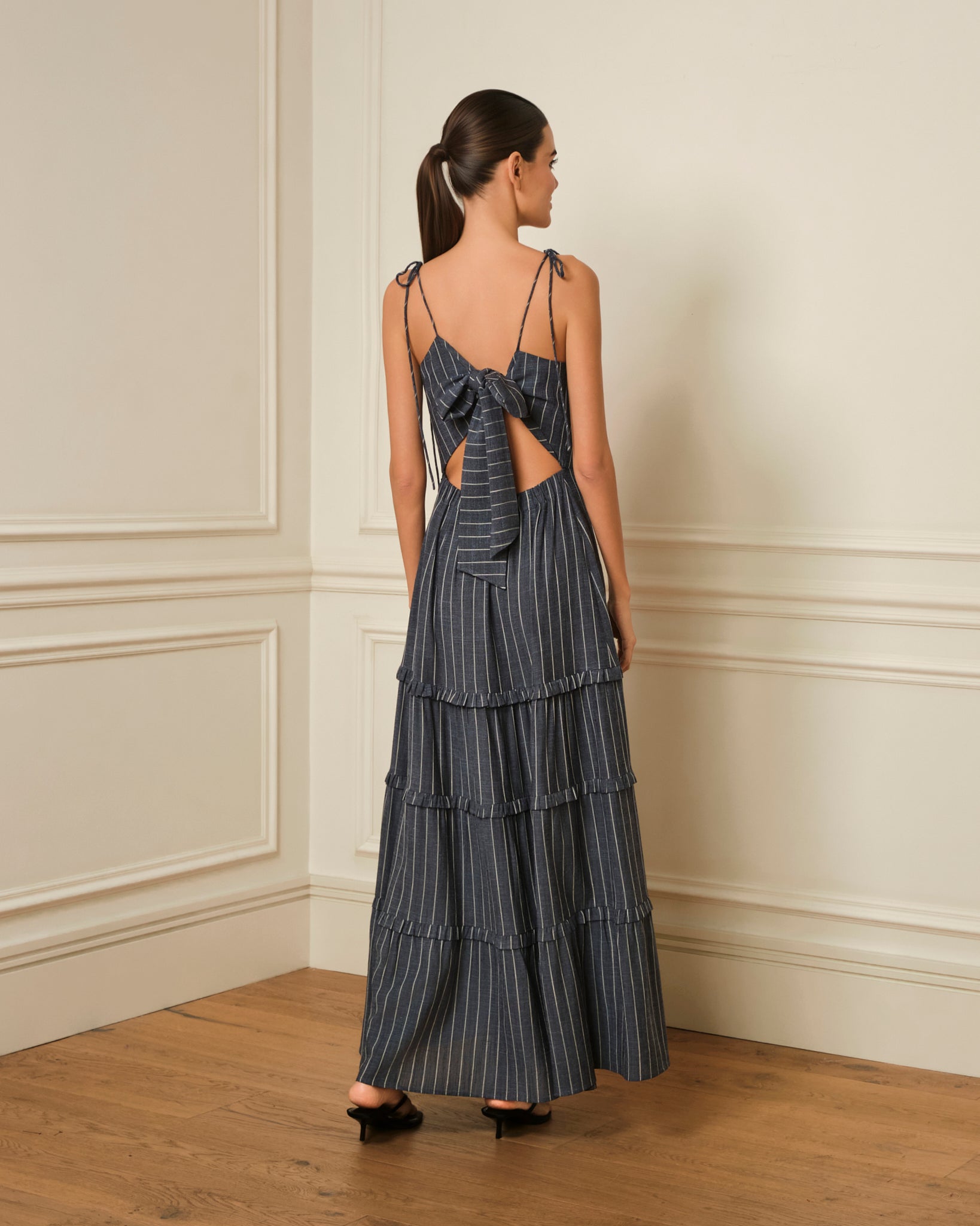 VESTIDO TIRANTES CON ESTAMPADO A RAYAS DENIM