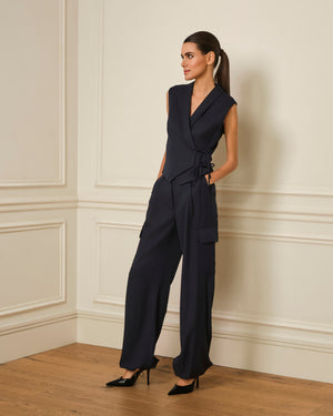 CHALECO CRUZADO AZUL MARINO