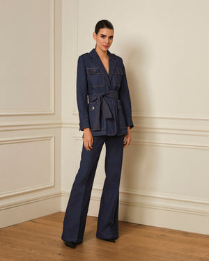 BLAZER SAHARIANA CON COSTURAS VISTAS DENIM