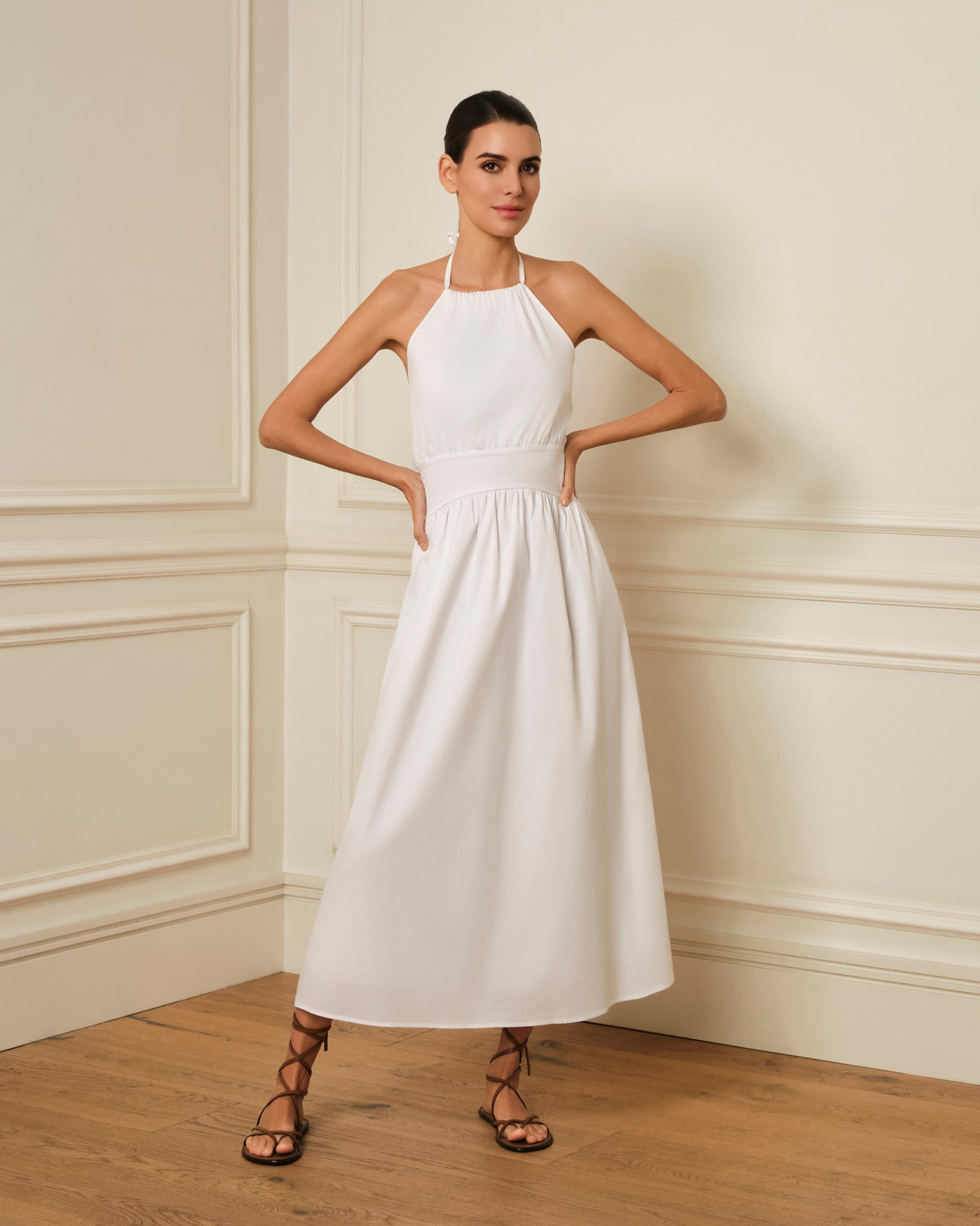 VESTIDO MIDI HALTER BLANCO