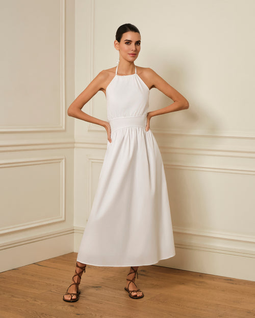 VESTIDO MIDI HALTER BLANCO
