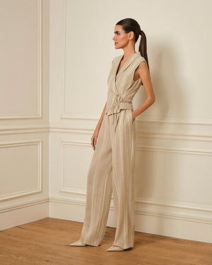 PANTALÓN PALAZZO DE RAYAS CRUDO