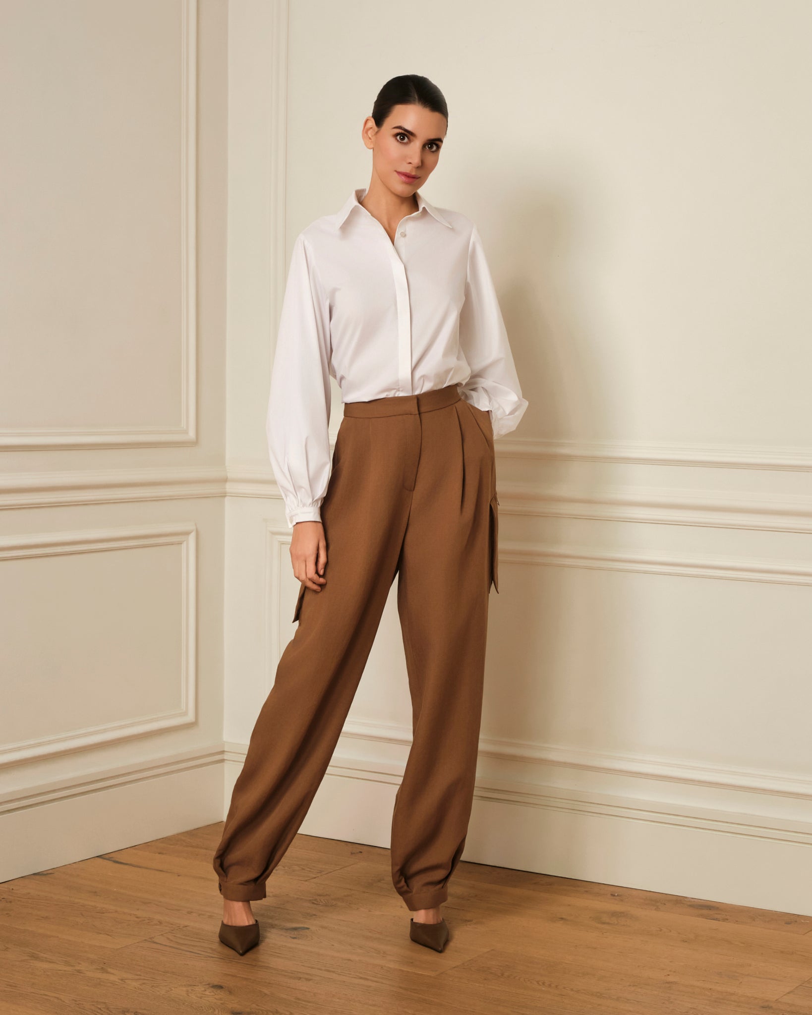 CAMISA DE MANGA ABULLONADA BLANCA