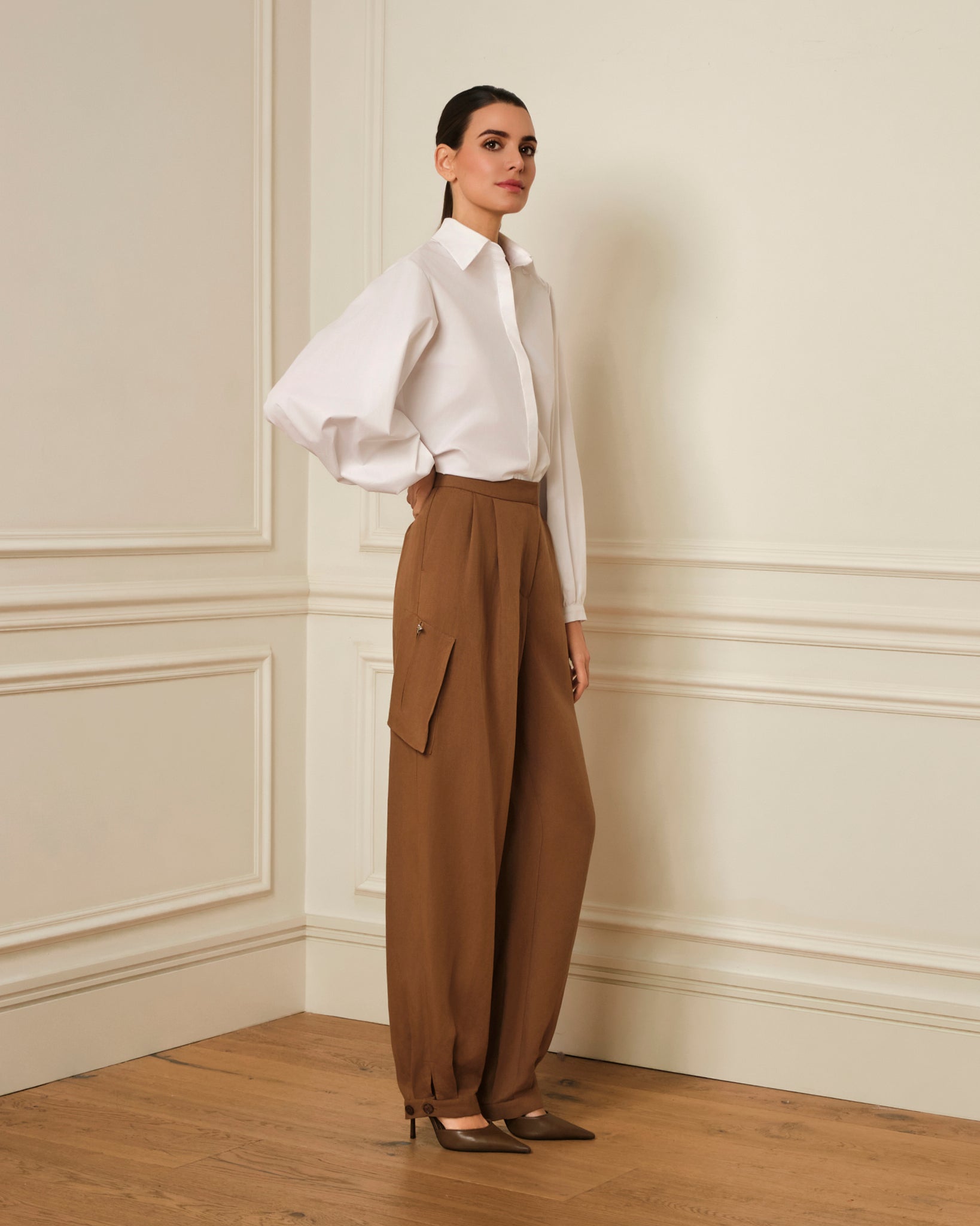 CAMISA DE MANGA ABULLONADA BLANCA