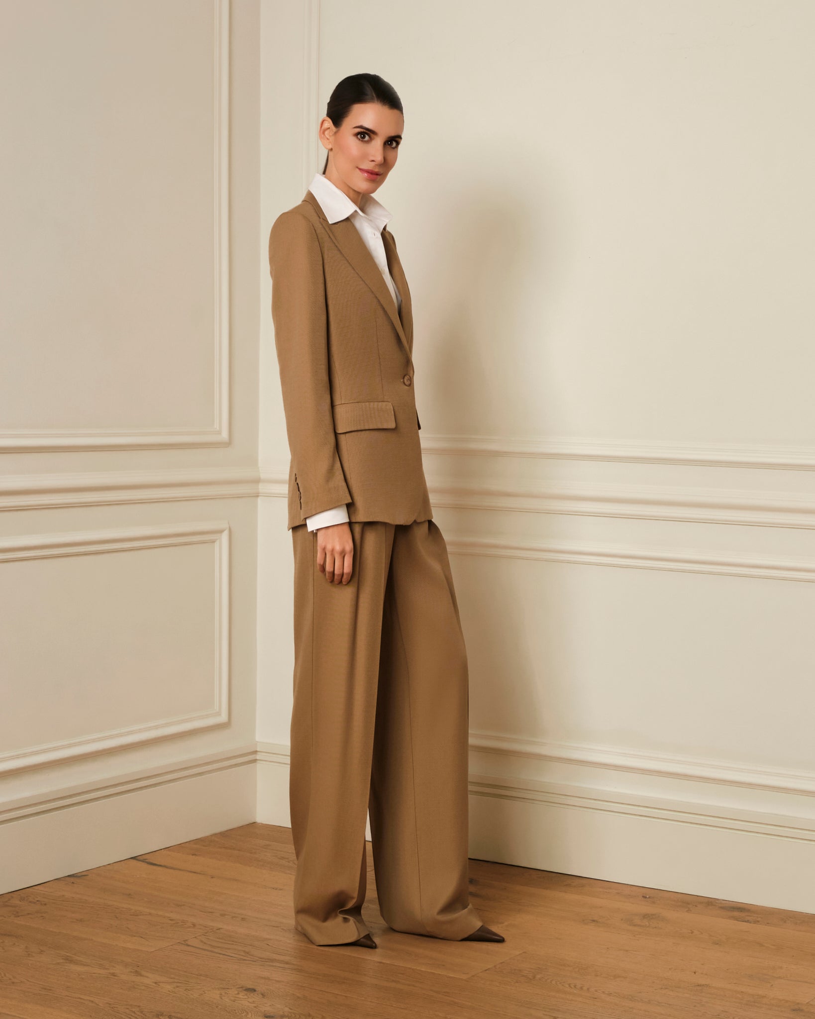 BLAZER DE LINO CAMEL