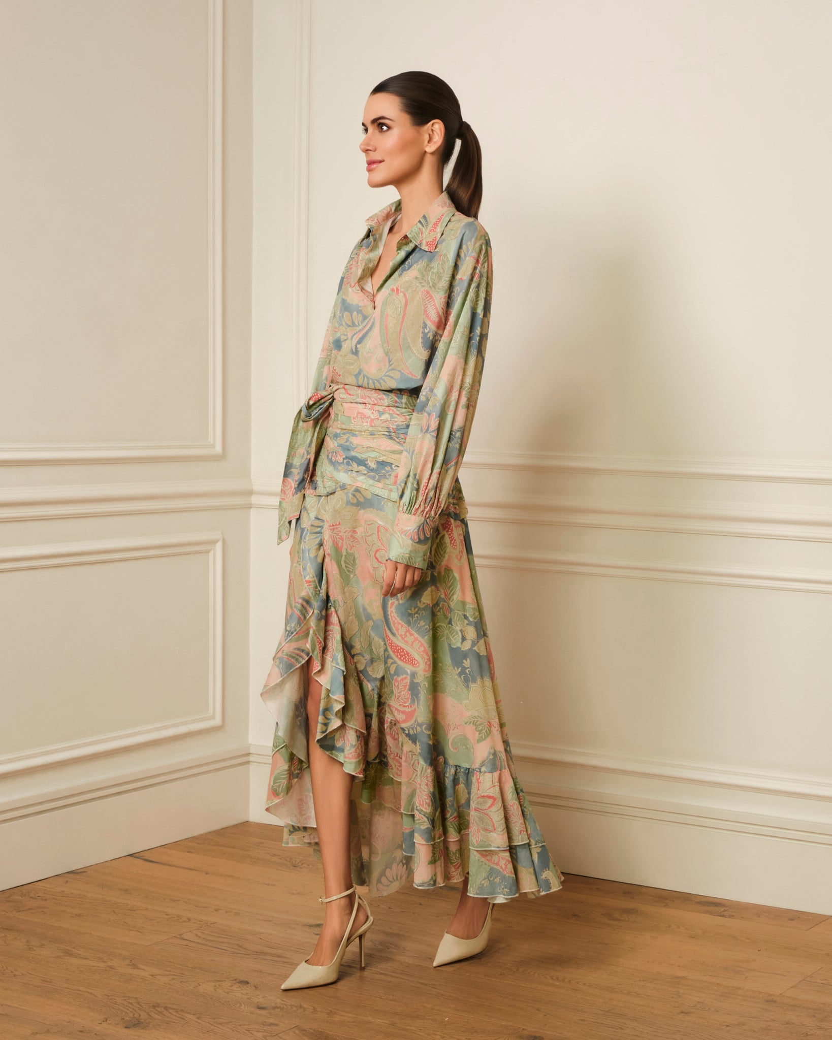 FALDA CRUZADA ASIMÉTRICA PAISLEY PASTEL