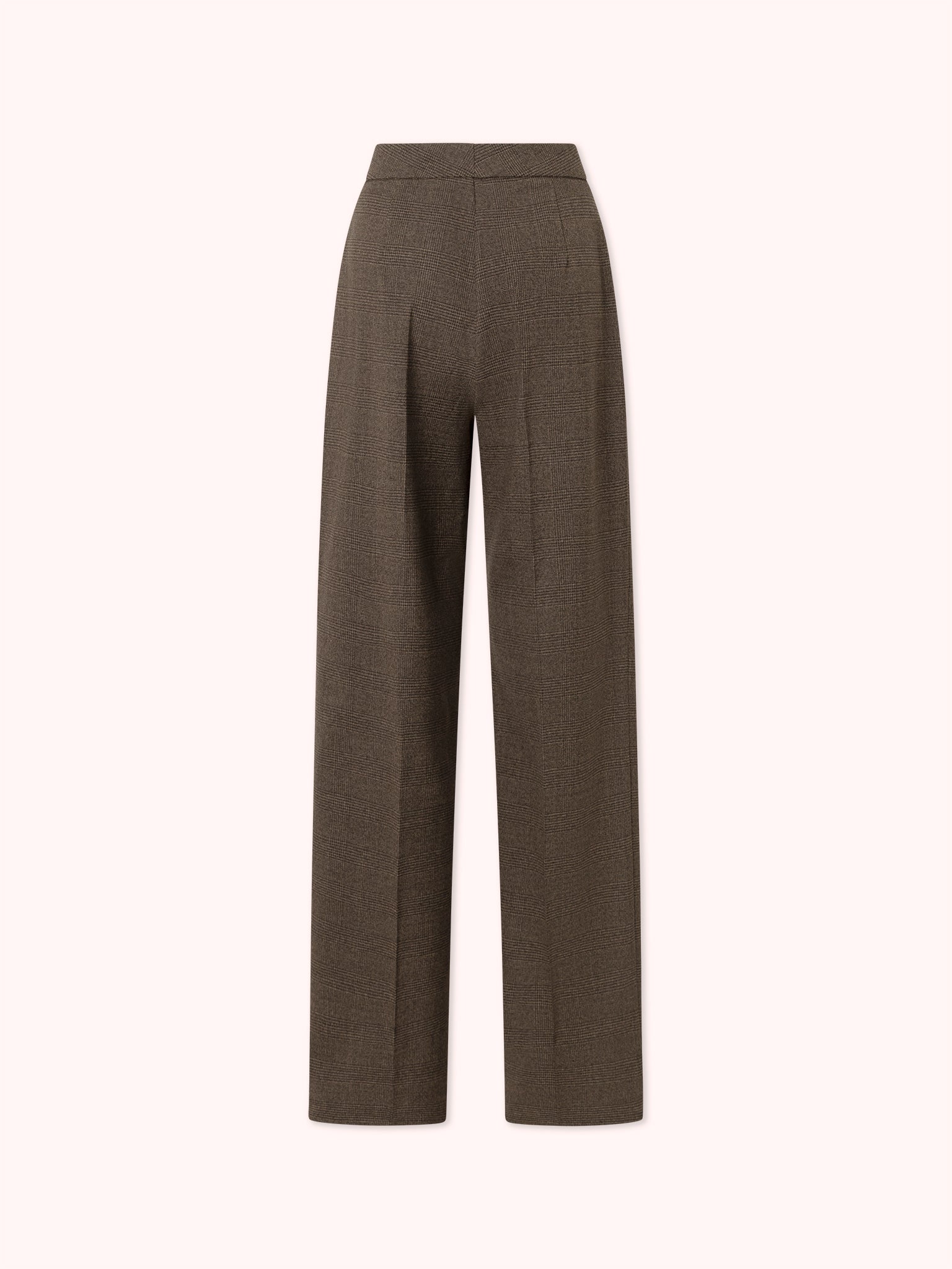 PANTALÓN CON PINZAS DE CUADROS MARRÓN