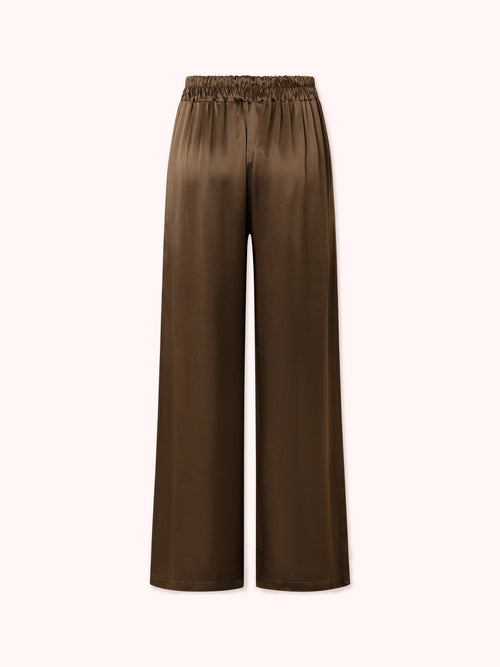 PANTALÓN SATINADO PALAZZO MARRÓN