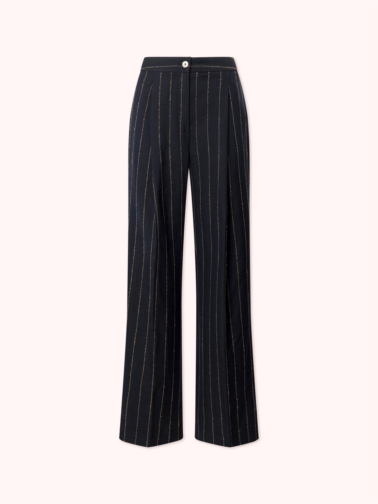 PANTALÓN PALAZZO CON PINZAS DE RAYAS