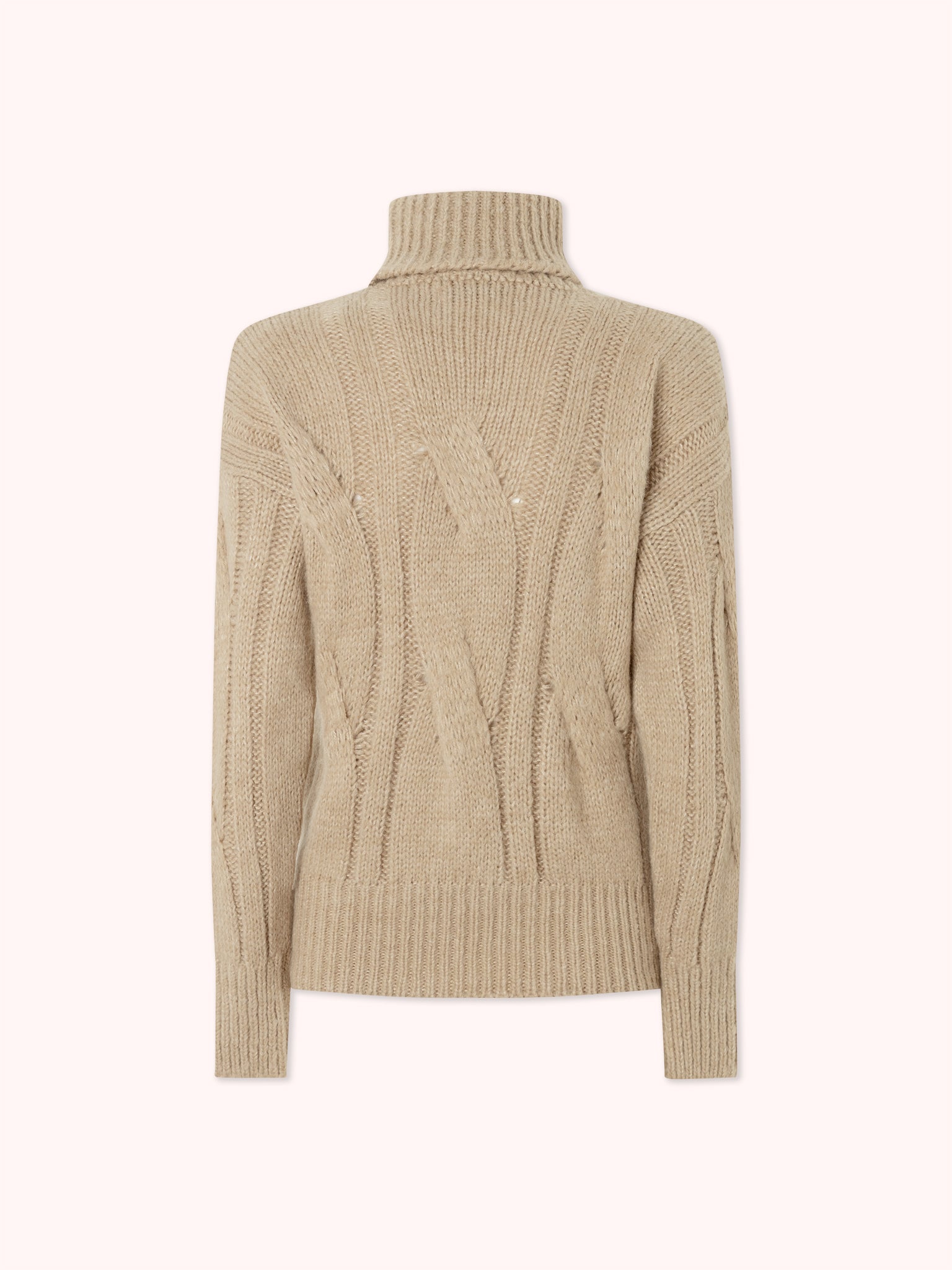 SUÉTER TRENZADO DE CUELLO ALTO CAMEL