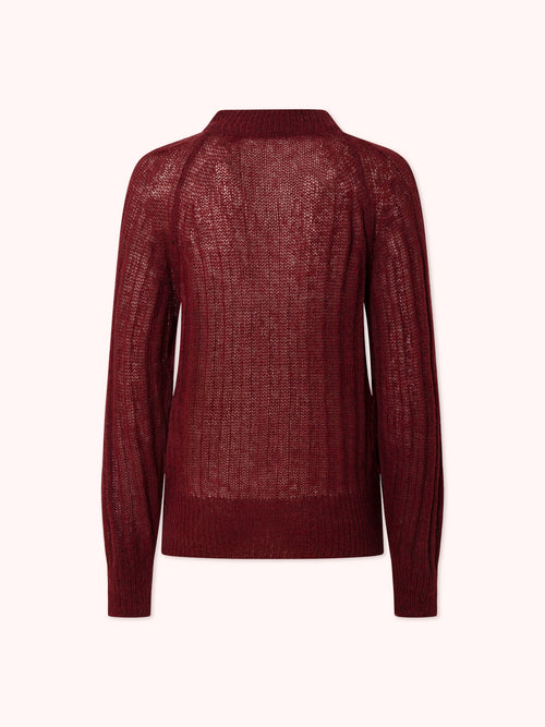 PRE-ORDER SUÉTER DE PUNTO CANALÉ CON CUELLO REDONDO BURDEOS