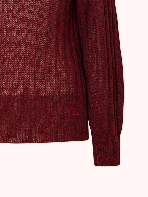 PRE-ORDER SUÉTER DE PUNTO CANALÉ CON CUELLO REDONDO BURDEOS