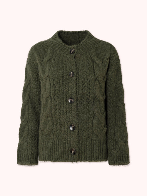 PRE-ORDER CÁRDIGAN DE PUNTO TRENZADO VERDE