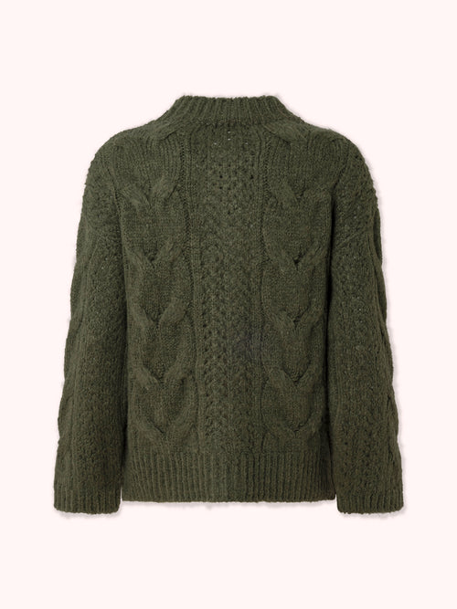 PRE-ORDER CÁRDIGAN DE PUNTO TRENZADO VERDE
