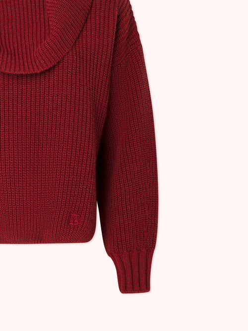 PRE-ORDER SUÉTER DE PUNTO CON CUELLO VUELTO GRANATE