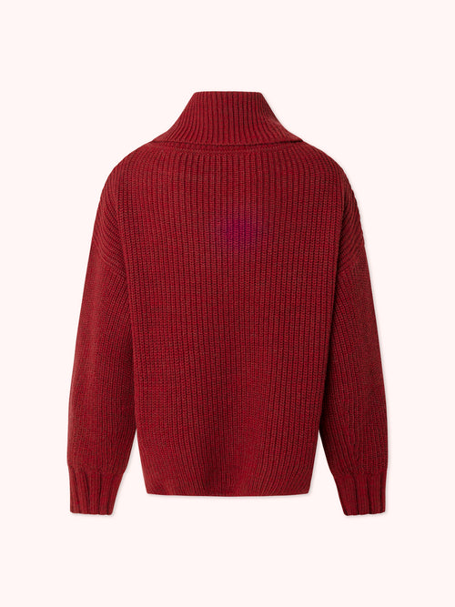 PRE-ORDER SUÉTER DE PUNTO CON CUELLO VUELTO GRANATE