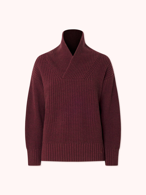 SUÉTER DE PUNTO CON CUELLO CHIMENEA GRANATE